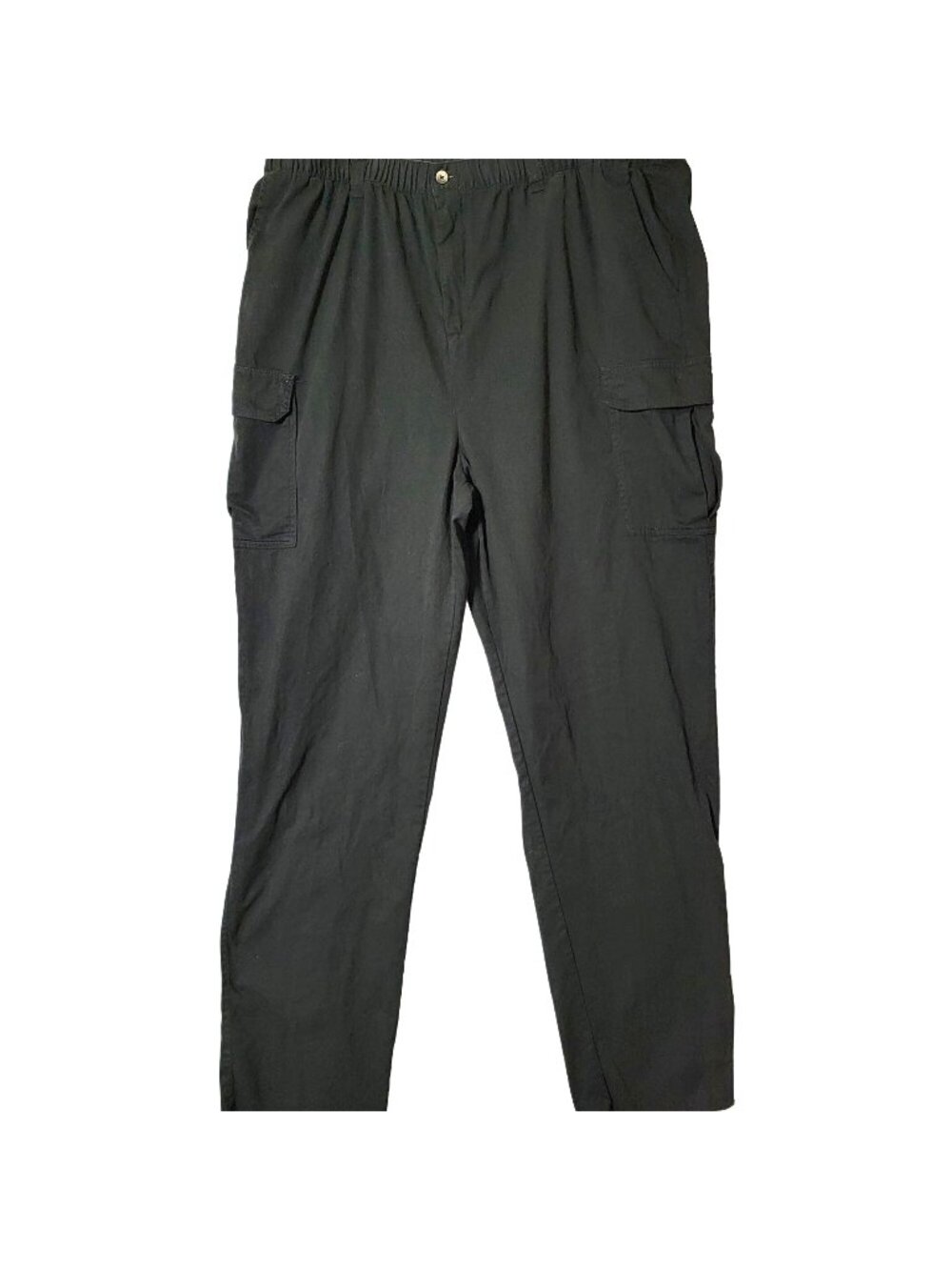 King Size  Cargo Pants Mens Sz 2XL 38 Black Elastic Waist Tie Front 100% Cotton